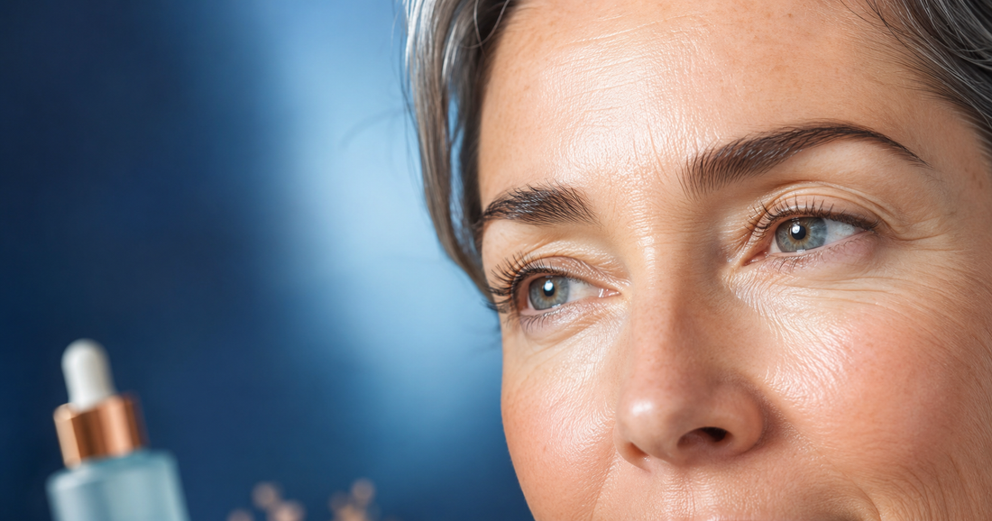 Close-up of fresh, luminous under-eye skin — Osmotics guide to the causes and treatment of dark circles and under-eye bags